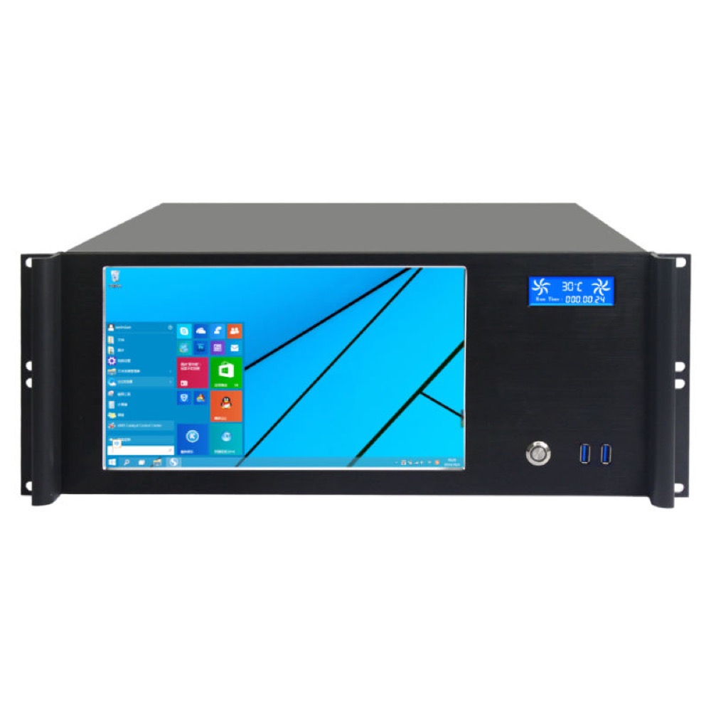 New Design Aluminum 4U Industrial ATX Computer Server Chassis 11.6" LCD Touch Screen 1366×768 Resolution with Fan Rack Style
