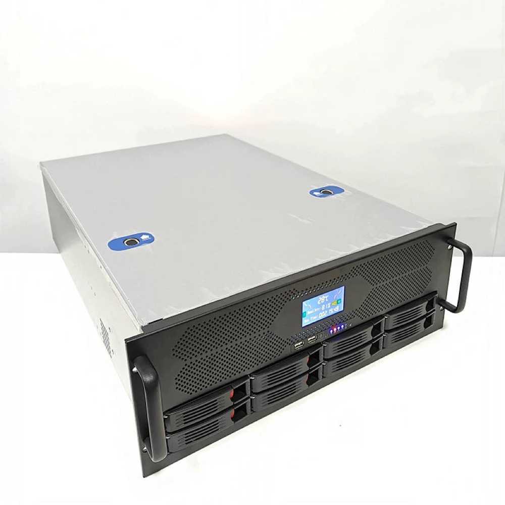 4U Full-Height ATX Steel Server Rack Chassis with 12 Hot-Swappable Disk Bays and USB Front Ports