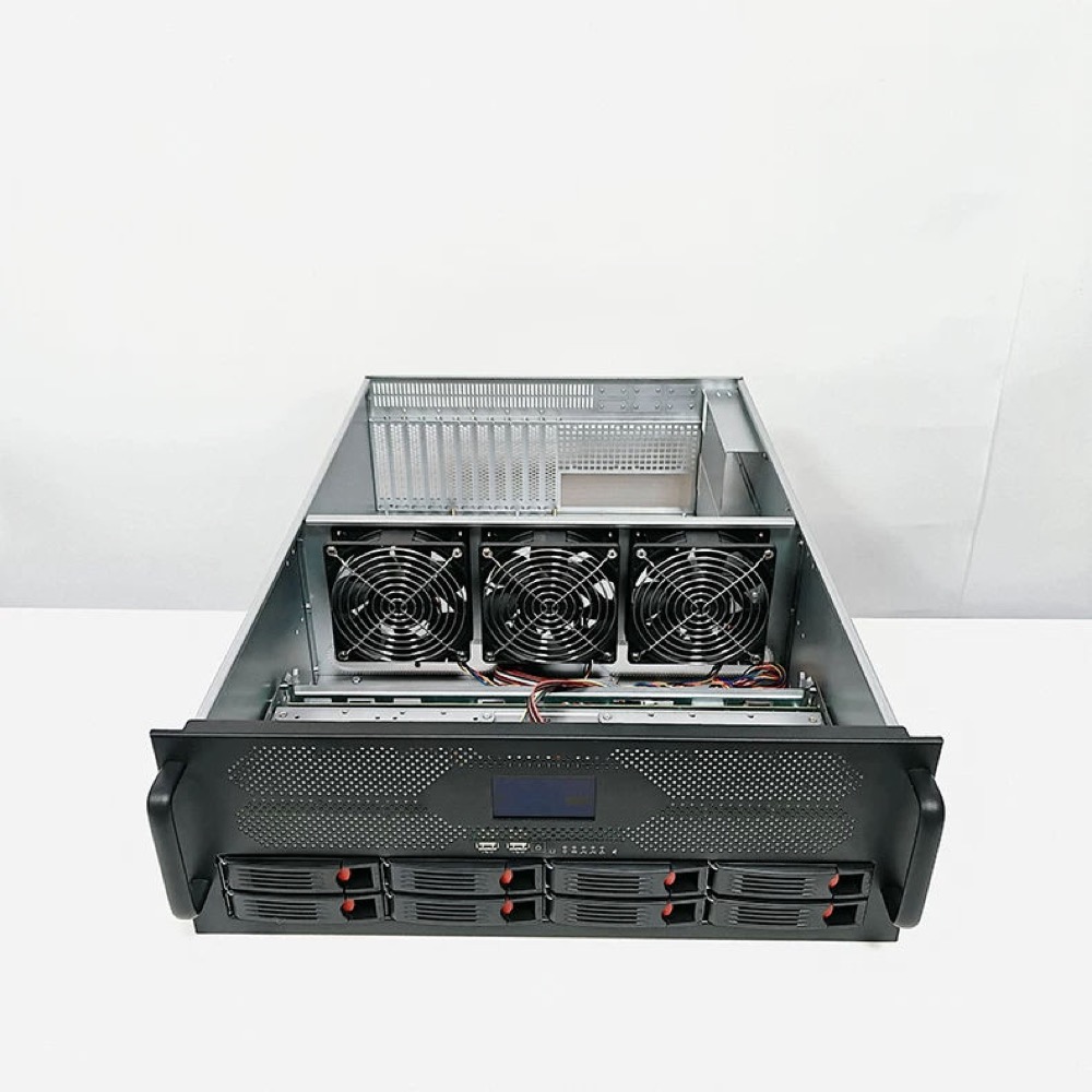 4U Full-Height ATX Steel Server Rack Chassis with 12 Hot-Swappable Disk Bays and USB Front Ports