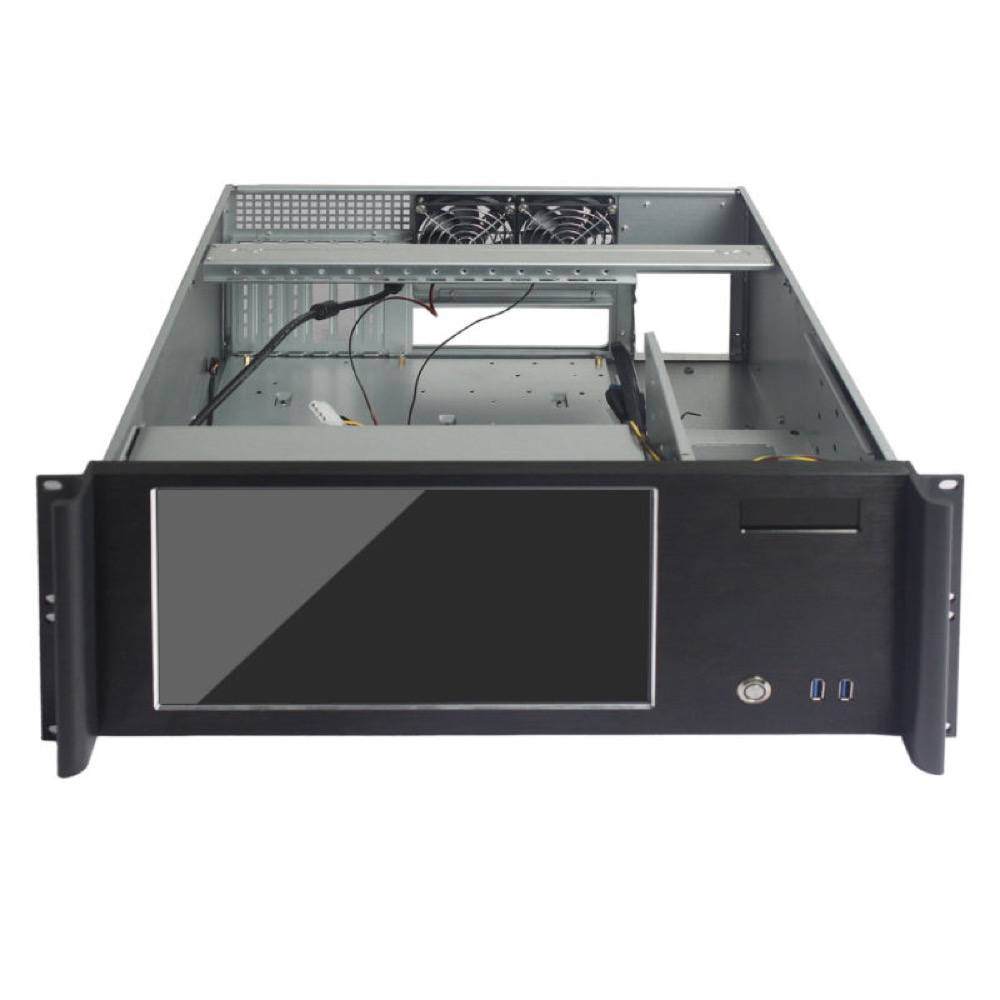 New Design Aluminum 4U Industrial ATX Computer Server Chassis 11.6" LCD Touch Screen 1366×768 Resolution with Fan Rack Style