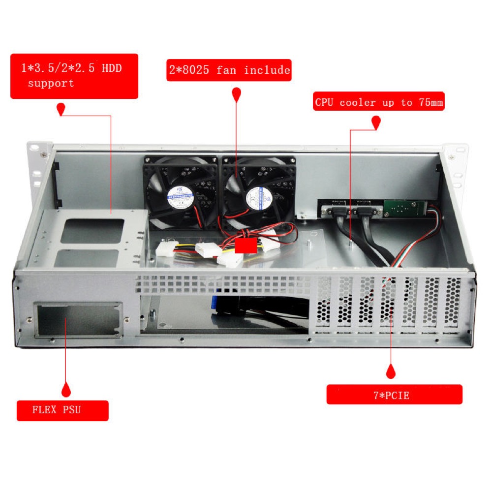 K225LF 2U Short-Depth Rackmount Chassis