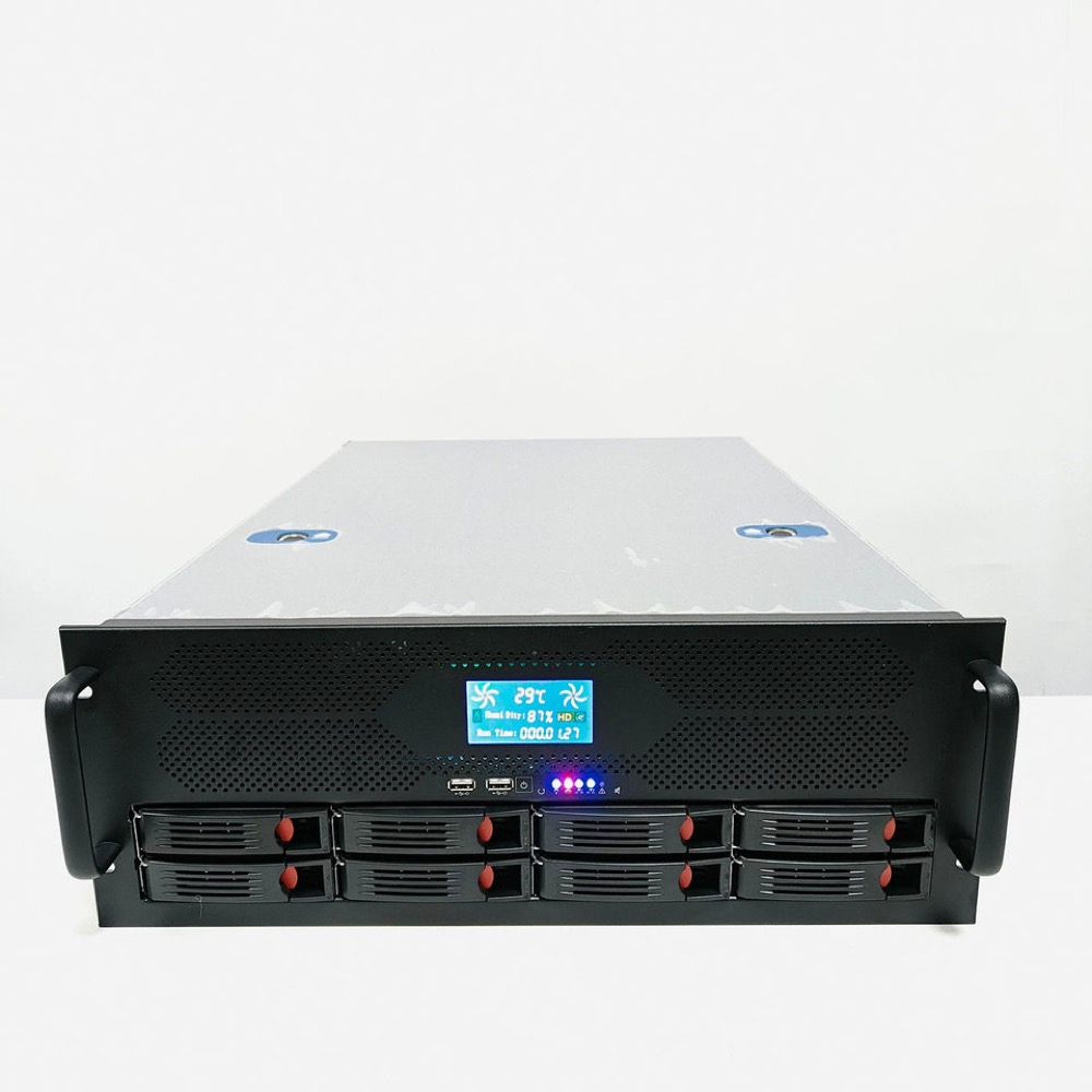 4U Full-Height ATX Steel Server Rack Chassis with 12 Hot-Swappable Disk Bays and USB Front Ports