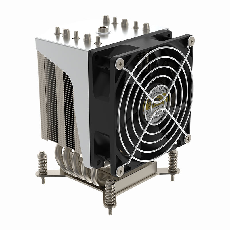 COOLSERVER LGA 115X 1155 1151 4UR19 Active Desktop Server CPU Cooler Radiator Heatsink 5 Heat Pipes Two Ball Bearing TDP 165W