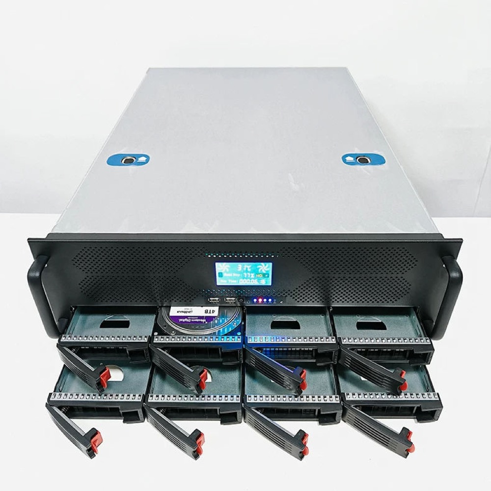 4U Full-Height ATX Steel Server Rack Chassis with 12 Hot-Swappable Disk Bays and USB Front Ports