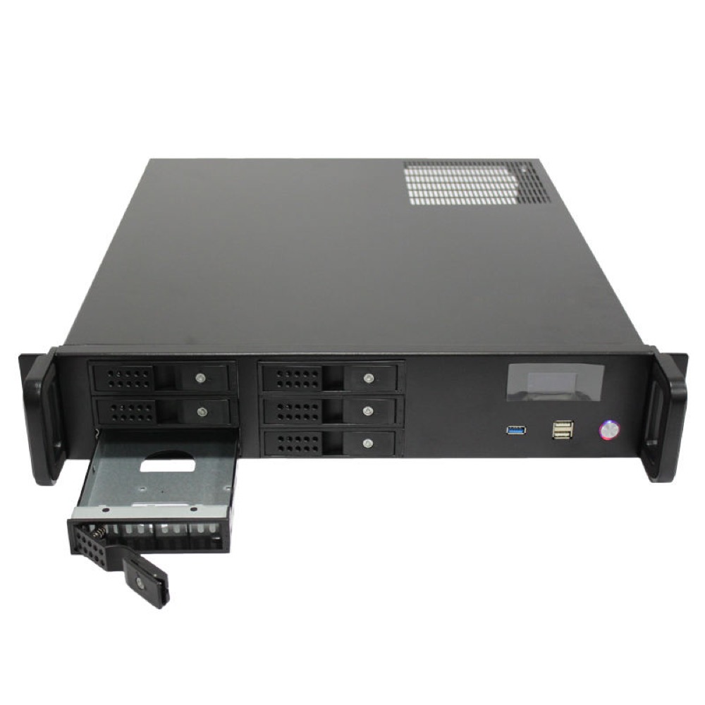 19inch Industrial Rackmount Chassis 2U Server Case/Storage Chassis with Screen 6Bay Hotswap for 3.5 Incg HDD